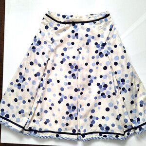 Zara White and Blue Polka Dot Skirt